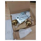 Newliplace Mortise Lock Set for Interior Door, Vintage Antique Brass Door Knobs with Lock and Skeleton Key, Replacing Old Style Doors