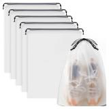 COIDEA, Waterproof Travel Drawstring Shoe Bags for Packing, Storage, Travel Essentials for Men and Women, 15.7 x 11.8 inches, Clear, 5 pieces