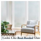Haton Reeded Glass Window Privacy Film, Frosted Glass Window Film, Static Cling UV Blocking Stickers, Decorative Removable Cover for Bathroom Door Office, Non Adhesive 17.5\" x 78.7\"