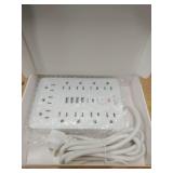 JouleLoom 6 FT Flat Plug Surge Protector Power Strip,11 Multiple AC Outlets with 6 USB Ports (2 USB C), 6 Feet Extension Cord, 1250W/10A, One Touch Switch Button, 17 in 1 Compact powerstrip-White