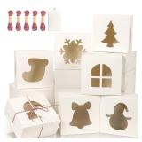 BEAVOING 36 PCS White Bakery Boxes with Window, 6x6x3 Inch Christmas Cookie Boxes for Gift Giving, 6 Inch Small Treat Boxes for Mini Cake Pastry Dessert Strawberries Cupcakes Candy Donut Packaging