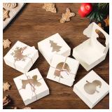 BEAVOING 36 PCS White Bakery Boxes with Window, 6x6x3 Inch Christmas Cookie Boxes for Gift Giving, 6 Inch Small Treat Boxes for Mini Cake Pastry Dessert Strawberries Cupcakes Candy Donut Packaging