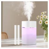 Small Humidifier for Plant, Cool Mist Mini Humidifiers for Bedroom, Desk Personal Humidifiers for Indoor Office Car, Portable Humidifier for Travel -White 400ml