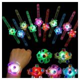 SCIONE 24 Pack LED Light Up Fidget Spinner Bracelets, Glow in The Dark Party Favors for Kids 4-8 8-12, Treasure Box Toys, Birthday Gifts, Carnival Prizes, Valentines Day Gifts Goodie Bags Stuffers