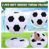 Jetec 2 Pcs Soccer Pillow Fluffy Soft Throw Cute Soccer Shaped Sports Decoration Round Plush Sport Theme Cushion Stuffed Pillow for Bedroom Decoration