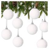 Threan 24 Pieces Christmas Tree Foam Balls 1.97 Inch White Ball Ornaments Snowballs Snowy Bauble Hanging Ornaments with Ropes for Christmas Xmas Holiday Wedding Party Decorations