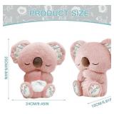 Anxiety Relief Koala, Soothing Bear, Cute Calming Otter, Restful Sleep Bear for Baby, Plush Koala with Sensory Details, Music Lights & Breathing Motion (Pink)