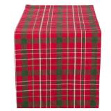 DII Holiday Dining Table Linen Collection Tartan Holly Plaid, Christmas Table Runner, 14x108, Red & Green