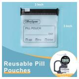 Serfeymi 48 Pcs Pill Pouch Bags for Travel Reusable Plastic Bags 3x3 Inch 12 mil (Double Sided) Translucent Zippered Pill Pouches for Medicine with Slide Lock & Writable Label, 1 Pc Marker-Green+Black