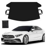 EcoNour Windshield Cover for Ice and Snow - Universal Fit for Car, SUV, Truck, Heavy Duty 600D Oxford Fabric Frost Protector for Ice & Sleet, Includes Anti-Theft Straps, Medium (69\"x42\")