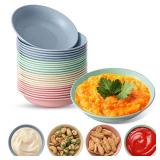 LOYIM 24 Pack 4 oz Soy Sauce Dish Small Dipping Bowls Unbreakable Mini Plastic Bowls Bulk Wheat Straw Dipping Dessert Bowls Dipping Sauce Cups for Soy, Snack, Side Dishes, Ketchup, BBQ(Multicolor)