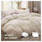 Bedsure Oat Milk Duvet Cover Queen Size - 3 Pieces Prewashed Cotton-Like Extra Soft Bedding Set, Includes 1 Duvet Cover 90x90 Inches with Zipper Closure & 2 Pillow Shams, Comforter Not Included
