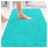 OLANLY Bathroom Rugs 36x24, Extra Soft Absorbent Chenille Bath Rugs, Rubber Backing Quick Dry, Machine Washable Bath Mats for Bathroom Floor, Tub and Shower, Home Decor Accessories, Teal