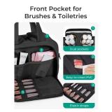 BAGSMART Travel Toiletry Bag, Lightweight Large Wide-open Travel Bag for Women, Puffy Cosmetic Makeup Bag Organizer with Handle for Accessories,Essentials, Toiletries, Black