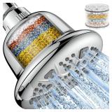 MakeFit Filtered Shower Head - High Pressure Shower Head with Filter for Hard Water Softener - 7 Settings Bathroom Rain Showerhead to Remove Chlorine and Heavy Metals (Chrome)