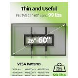 USX Mount UL Listed TV Mount Low Profile for Most 26-60\" Flat Screen LED, LCD, Curved TVs, TV Wall Mount Bracket Tilt VESA 400x400mm- Up to 99lbs, Quick Lock and Release to Mounts on 12\" 16\" Stud