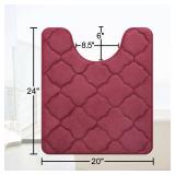 OLANLY Memory Foam Toilet Rugs U-Shaped 24x20, Ultra Soft and Absorbent Bathroom Rugs, Non-Slip, Comfortable, Machine Washable Contour Bath Mat for Toilet Base, Home Decor Accessories, Burgundy