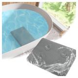 MABOZOO Bath Cushion for Tub with Powerful 4 Non-Slip Suction Cups,Quick Dry Mesh Bathtub Mat,Spa Pillow Bath Accessories for Adults Indoor Outdoor (Gray)