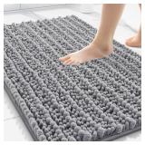 Smiry Bathroom Rugs Mat 30x20, Extra Soft Absorbent Chenille Bath Rugs, Non Slip Rubber Backing Machine Washable Quick Dry Bath Mats for Bathroom Floor, Tub, Shower, Home Decor Accessories, Grey