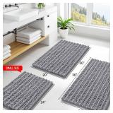 Smiry Bathroom Rugs Mat 30x20, Extra Soft Absorbent Chenille Bath Rugs, Non Slip Rubber Backing Machine Washable Quick Dry Bath Mats for Bathroom Floor, Tub, Shower, Home Decor Accessories, Grey