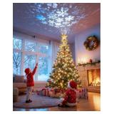 DG-Direct Christmas Tree Topper Lighted Star [Gold],3D Hollow Sparkling Star Christmas Tree Topper with Rotating Magic Cool White Snowflake Projector for Christmas Tree Ornament (Gold)