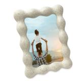Crack in frame Isaac Jacobs 4x6 Natural Sand Resin Picture Frame, Elegant Undulating Curve Design for Tabletop & Wall Display Photo Frame, Home DÃ©cor, Art, Photo Gallery (4x6, Natural Sand)