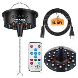 Rotating Disco Ball Motor Light with Remote, Czgor 3-15 RPM Adjustable Speed, 30 RGB LEDs, Detachable Cable/Battery/USB-C Power Mode, Supports 4