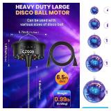 Rotating Disco Ball Motor Light with Remote, Czgor 3-15 RPM Adjustable Speed, 30 RGB LEDs, Detachable Cable/Battery/USB-C Power Mode, Supports 4