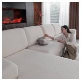 OHSIO Couch Cushion Covers for Sectional Sofa, Stretch Soft Sofa Slipcovers Washable Wear-Resistant Universal Furniture Protector for Living Room(1 Piece Loveseat Cover, Ivory)