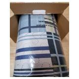 Morden Quilt Bedspread Queen Size Set - Plaid Patchwork Bedding Soft Lightweight Reversible Coverlet Blue White Stripe Collection