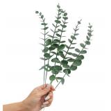 Tinsow 5 Pcs Real Touch Leaf Artificial Eucalyptus Stem Faux Eucalyptuses Wedding Bouquet Centerpiece Home Decor (Green)