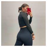 Aoxjox High Waisted Workout Leggings for Women Trinity Yoga Pants 26.5\" (Black, Medium)