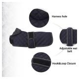 Warm Thermal Quilted Dachshund Coat, Dog Winter Coat with Warm Fleece Lining, Outdoor Dog Apparel with Adjustable Bands for Medium, Large Dog-Dark Blue-S