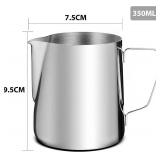 AMZCHEF Milk Frothing Pitcher 12oz, 304 Stainless Steel Steam Jug for Espresso Machine, Cappuccino & Latte Art Frother Cup with Clear Scale, Barista Coffee Accessories