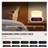 Netzu Alarm Clock for Kids, OK to Wake Clock with Night Light and Sound Machine, Pink Clock with 10 RGB Color, 6 Alarm Tones, Nap Timer, Snooze, Bedside Clocks for Girls Kids Teens Birthday Gifts
