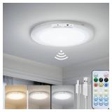 JACKYLED New Upgraded Rechargeable Motion Sensor Ceiling Light With Remote Control,10000mAh Battery Operated Closet Light,Magnetic LED Shower Lights,Ceiling Lamp for Bathroom Pantry Shed Hallway Porch