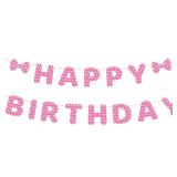 Pink Mouse Happy Birthday Banner, Pink Birthday Banner Cartoon Theme Party Decoration for Baby Bridal Shower Supplies