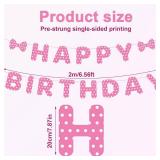 Pink Mouse Happy Birthday Banner, Pink Birthday Banner Cartoon Theme Party Decoration for Baby Bridal Shower Supplies