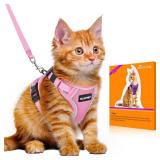 Halypet Cat Harness and Leash Set [MAX Safety 4th-Gen Upgrade] Escape Proof Adjustable Cat Leash Comfortable Soft Vest Easy to Wear Kitten Harness with Reflective Strip for Cats Walking, XS Pink
