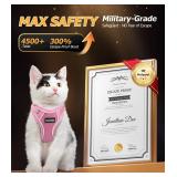 Halypet Cat Harness and Leash Set [MAX Safety 4th-Gen Upgrade] Escape Proof Adjustable Cat Leash Comfortable Soft Vest Easy to Wear Kitten Harness with Reflective Strip for Cats Walking, XS Pink
