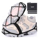 Sfee Ice Cleats Ice Grippers for Shoes and Boots, Crampons Traction Cleats for Walking on Snow and Ice Anti-Slip Flexible Footwear Snow Grips for Walking Climbing Hiking Jogging with 2 Straps
