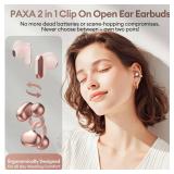 2 in 1 Clip on Open Ear Headphones Wireless Earbuds, 0 Delay Bluetooth 6.0, Ultra-long 140H Play, Auto L-R Recognition Touch Control, Hybrid Noise Reduction for Work Fitness Daily Use,Ctbuds Rose Gold