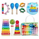 Childom Kids Musical Instruments for Toddlers,Baby Musical Toys for Toddlers,Preschool Educational Kids Gifts,Christmas Birthday Gifts for Boys Girls,Xylophone,Maracas,Wooden Instruments Toddler Toys