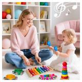 Childom Kids Musical Instruments for Toddlers,Baby Musical Toys for Toddlers,Preschool Educational Kids Gifts,Christmas Birthday Gifts for Boys Girls,Xylophone,Maracas,Wooden Instruments Toddler Toys