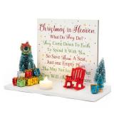Haooryx Christmas in Heaven with Chair Table Decoration - 21Pcs Xmas Tree Memorial Candle Holders Rocking Chair Ornaments Save A Seat Memorial Gift for Loss of Loved One Christmas Table Decor