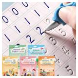 CosyCorner Magical Handwriting Workbooks Handwriting Practice Magic Copybook, Handwriting Aid Magic Pen Reusable Copybook Grooves Template Design for Children(4 Books, 10.2Ã7.2 in)