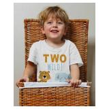 Lalo & Luna Two Wild Safari Birthday T-Shirt for 2-Year-Old Boy/Toddler â Zoo Theme, Jungle Party Outfit/Tee 3T Wh H SS
