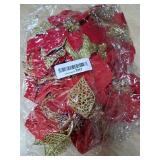 12 PCS Poinsettia Flower Artificial Poinsettia Christmas Decoration 8.7