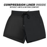BRISIRA Mens Swim Trunks Swim Shorts Quick Dry 5 inch Inseam Beach Shorts with Compression Liner and Zipper Pocket Black 2XL