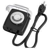 G-Homa [Enhanced] Outdoor Timers, Mechanical 24 Hour Timer Outlet, Outdoor Light Timer Waterproof with Protective Cover, 18 in Cord, 15A 3/4HP, CSA Listed, Ideal for Engine Block Heater, Pool Pump